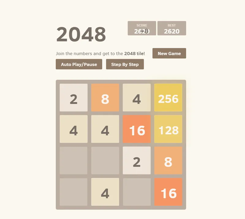 HTML+JS开发的2048方块游戏网页源码(带AI功能)网赚项目-副业赚钱-互联网创业-资源整合知行客