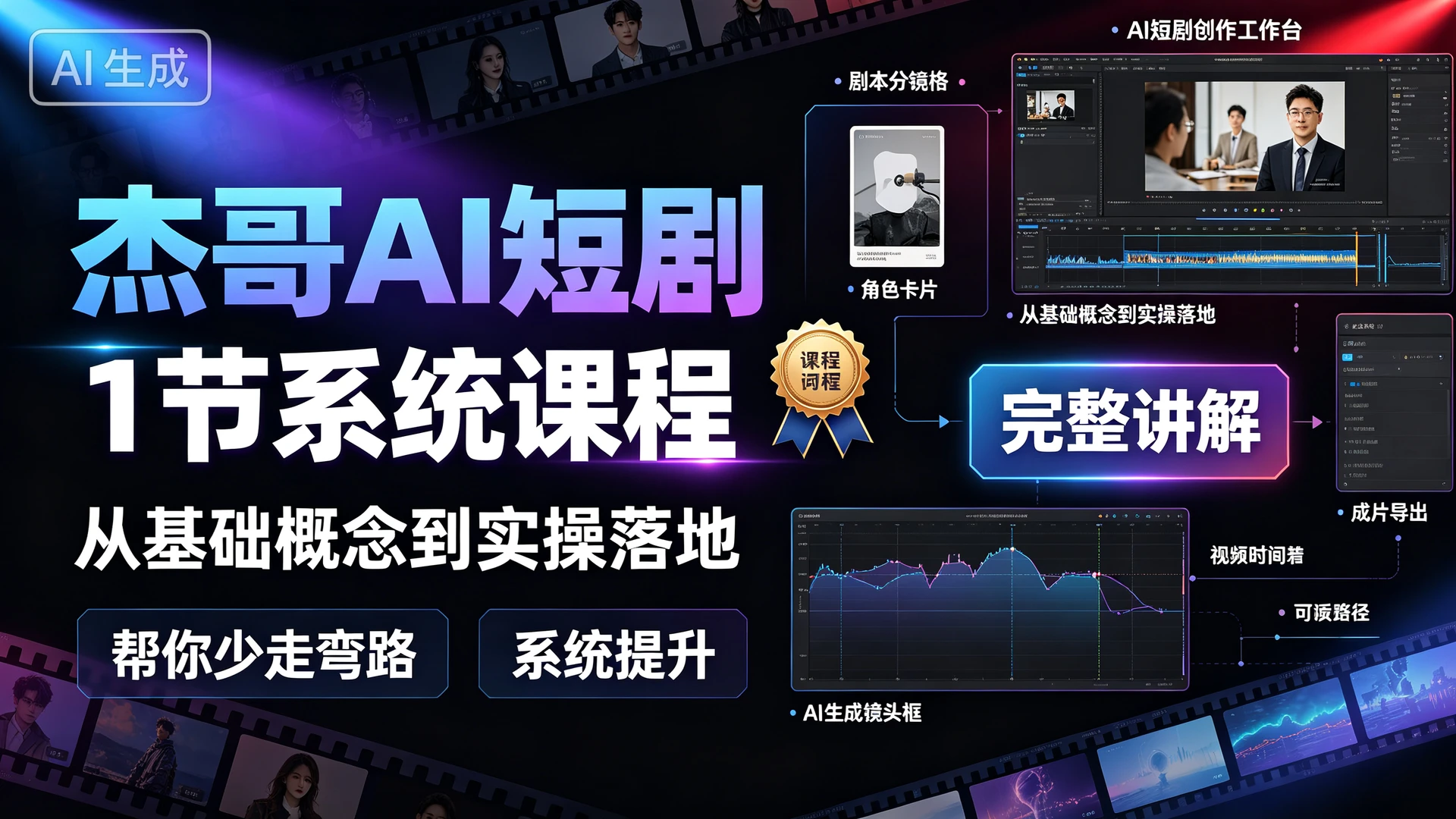 杰哥AI短剧，1 节系统课程，从基础概念到实操落地完整讲解，帮你少走弯路系统提升-知行客