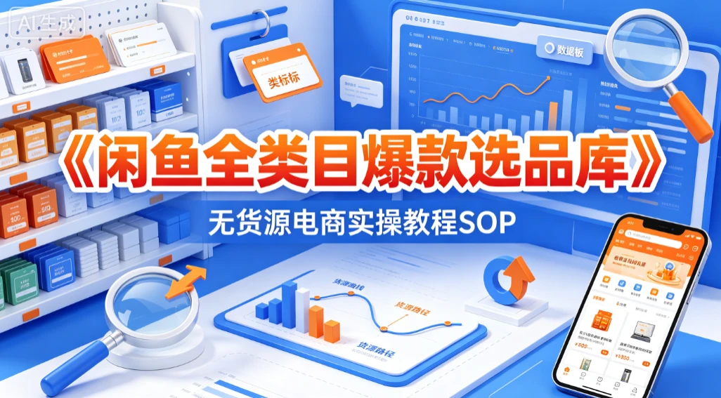【精】闲鱼全类目爆款选品库，无货源电商实操教程SOP-知行客
