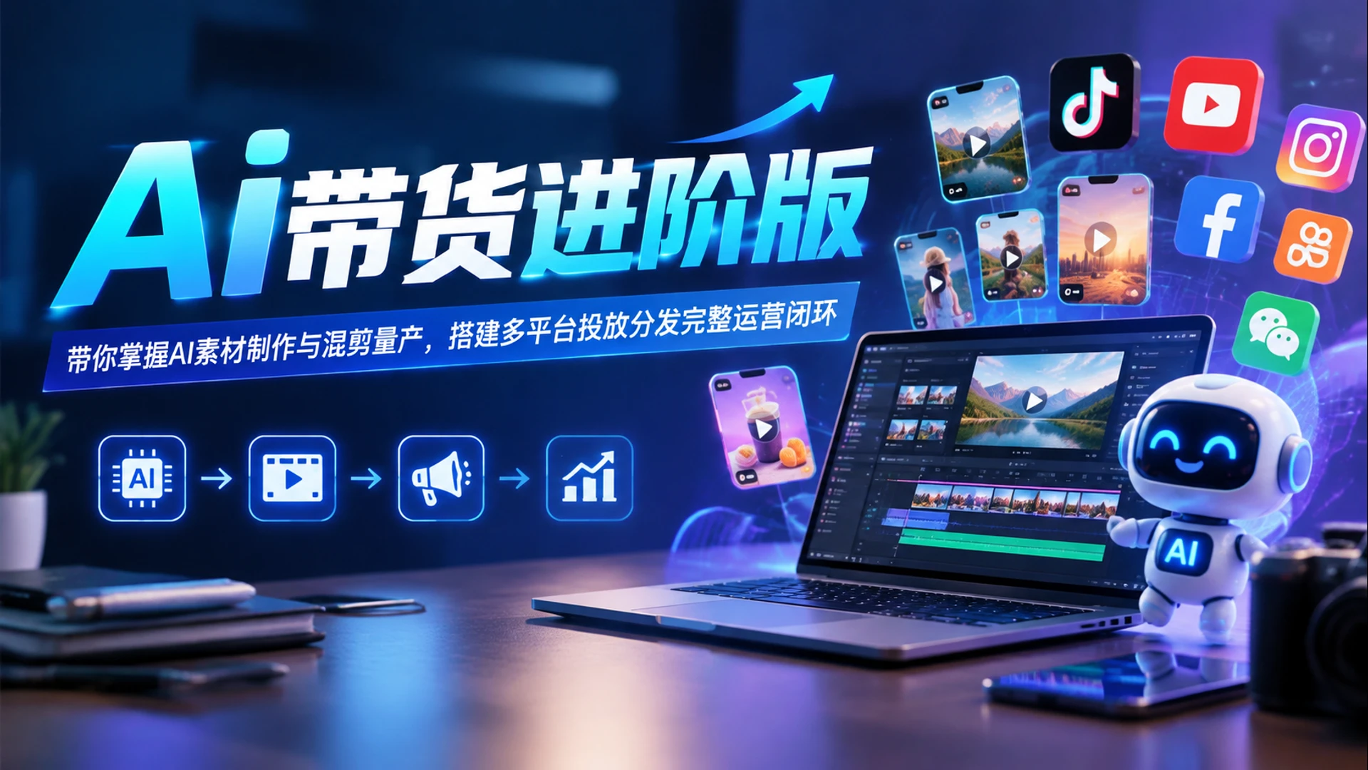 【精】Ai带货进阶版，带你掌握AI素材制作与混剪量产，搭建多平台投放分发完整运营闭环 | 资源下载 - 知行客-知行客