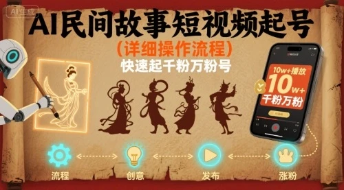 AI民间故事短视频起号，详细操作流程，快速起千粉万粉号 | 资源下载 - 知行客网赚项目-副业赚钱-互联网创业-资源整合知行客