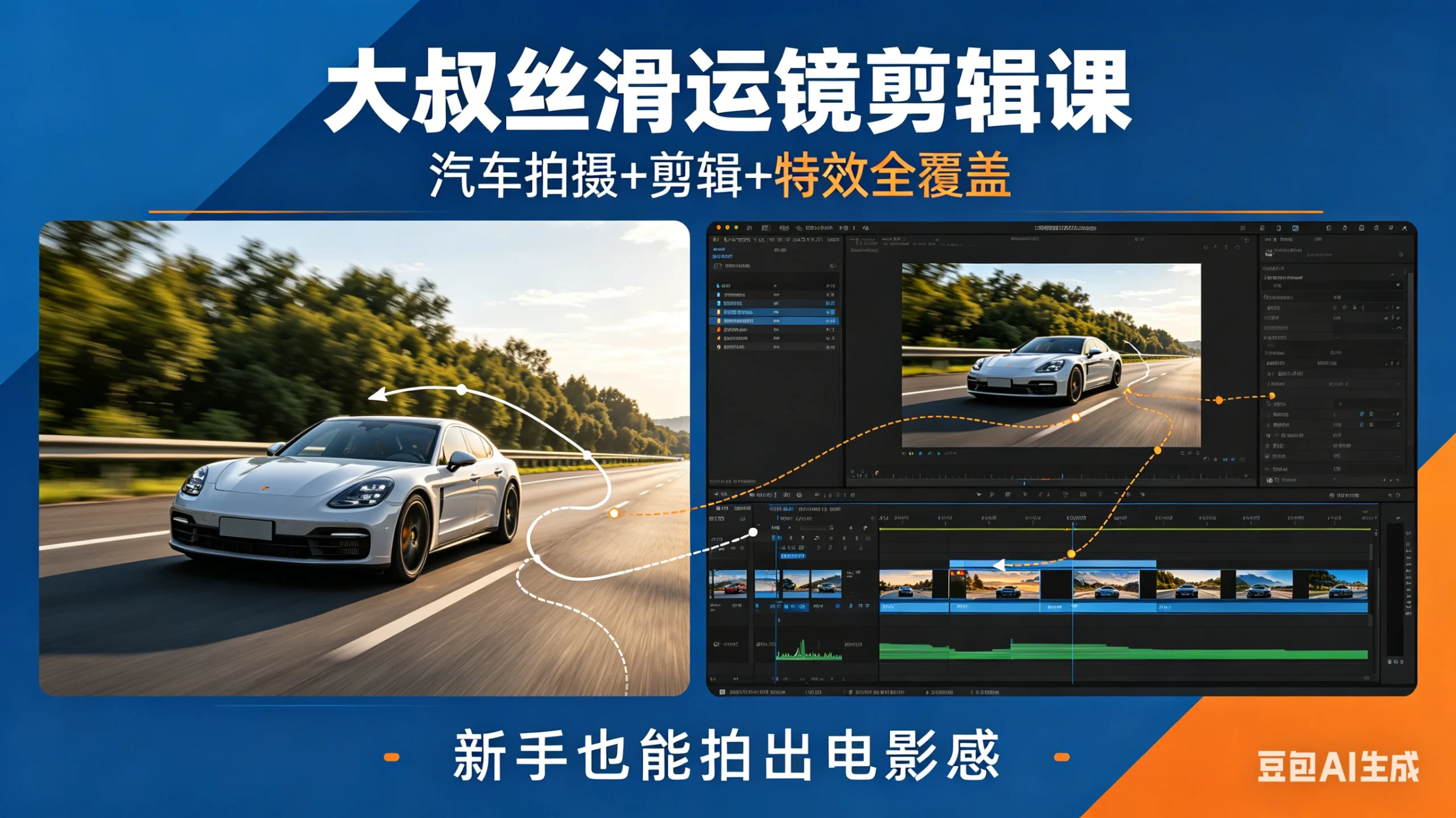 【精】大叔丝滑运镜剪辑课,汽车拍摄+剪辑+特效全覆盖,新手也能拍出电影感 | 资源下载 - 知行客网赚项目-副业赚钱-互联网创业-资源整合知行客