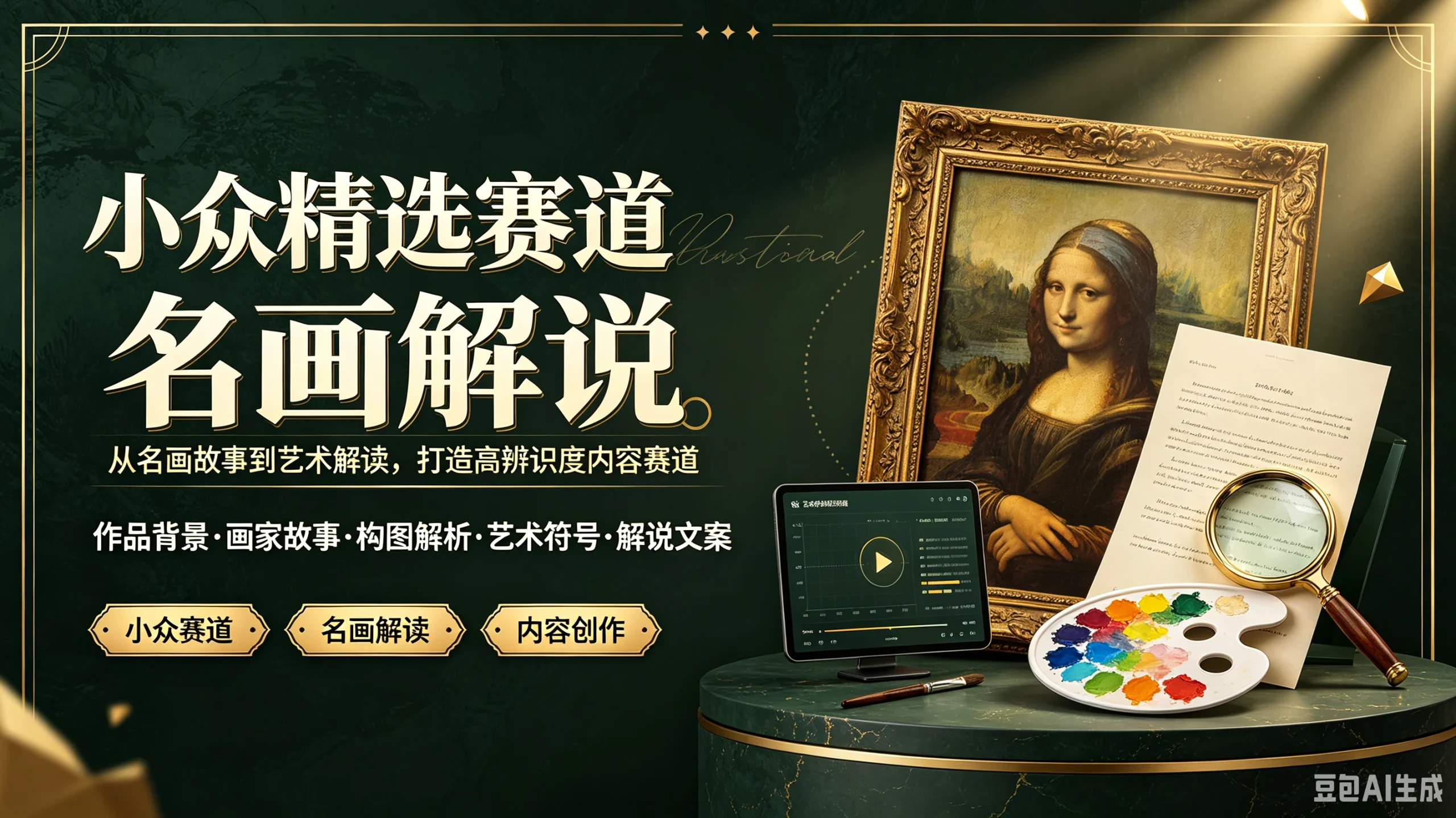 【精】小众精选赛道名画解说，从名画故事到艺术解读，打造高辨识度内容赛道，作品背景、画家故事、构图解析、艺术符号、解说文案-知行客