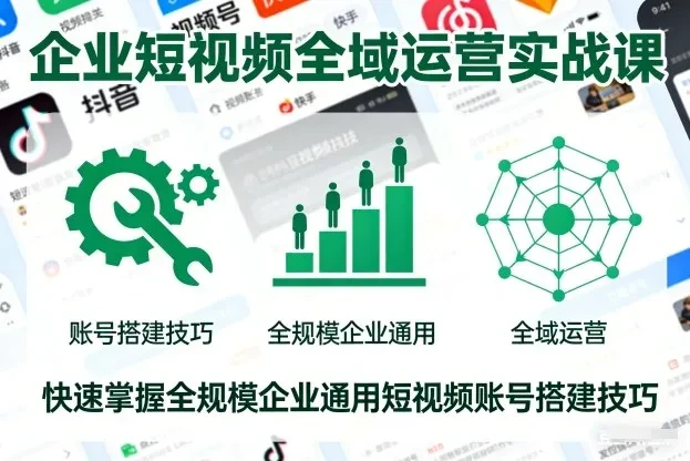 【精】企业短视频全域运营实战课，快速掌握全规模企业通用短视频账号搭建技巧 | 资源下载 - 知行客网赚项目-副业赚钱-互联网创业-资源整合知行客