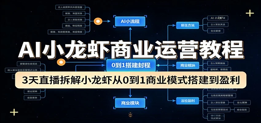 【精】AI小龙虾商业运营教程：实战拆解从0到1盈利模式搭建指南网赚项目-副业赚钱-互联网创业-资源整合知行客