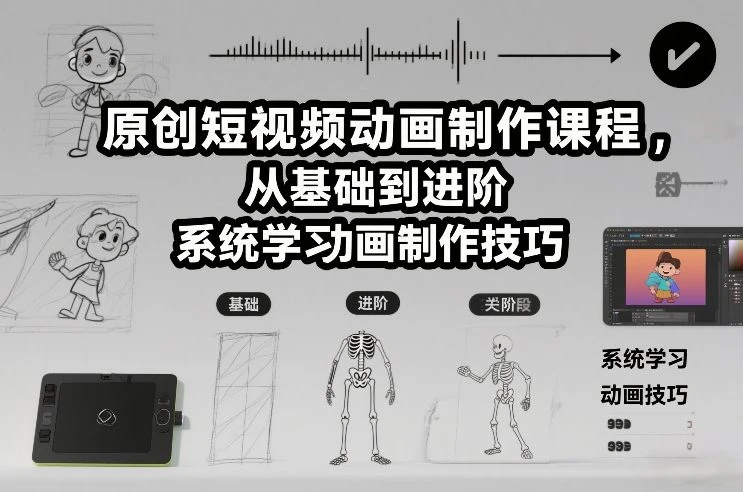【精】原创短视频动画制作课程，从基础到进阶，系统学习动画制作技巧网赚项目-副业赚钱-互联网创业-资源整合知行客