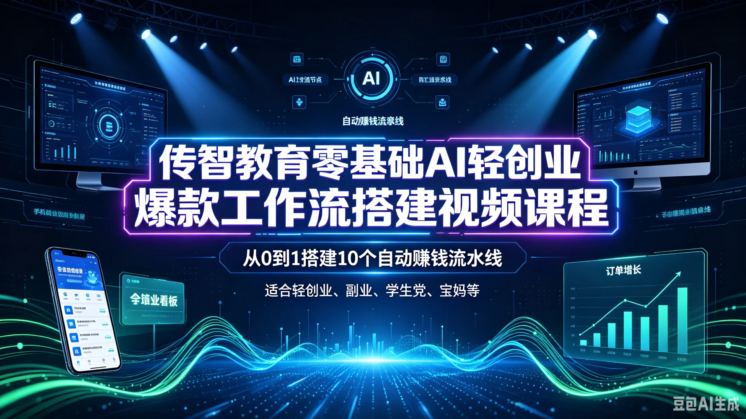【精】传智教育零基础AI轻创业爆款工作流搭建视频课程，从0到1搭建10个自动赚钱流水线，适合轻创业、副业、学生党、宝妈等-知行客