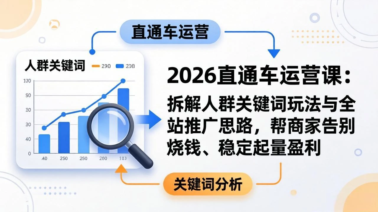 【精】2026直通车运营课：拆解人群关键词玩法与全站推广思路，帮商家告别烧钱、稳定起量盈利网赚项目-副业赚钱-互联网创业-资源整合知行客