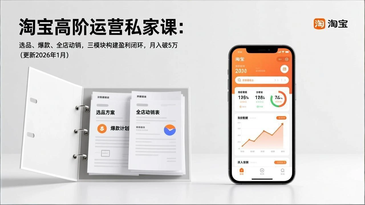【精】淘宝高阶运营私家课：选品、爆款、全店动销，三模块构建盈利闭环，月入破5万（更新26年1月）网赚项目-副业赚钱-互联网创业-资源整合知行客