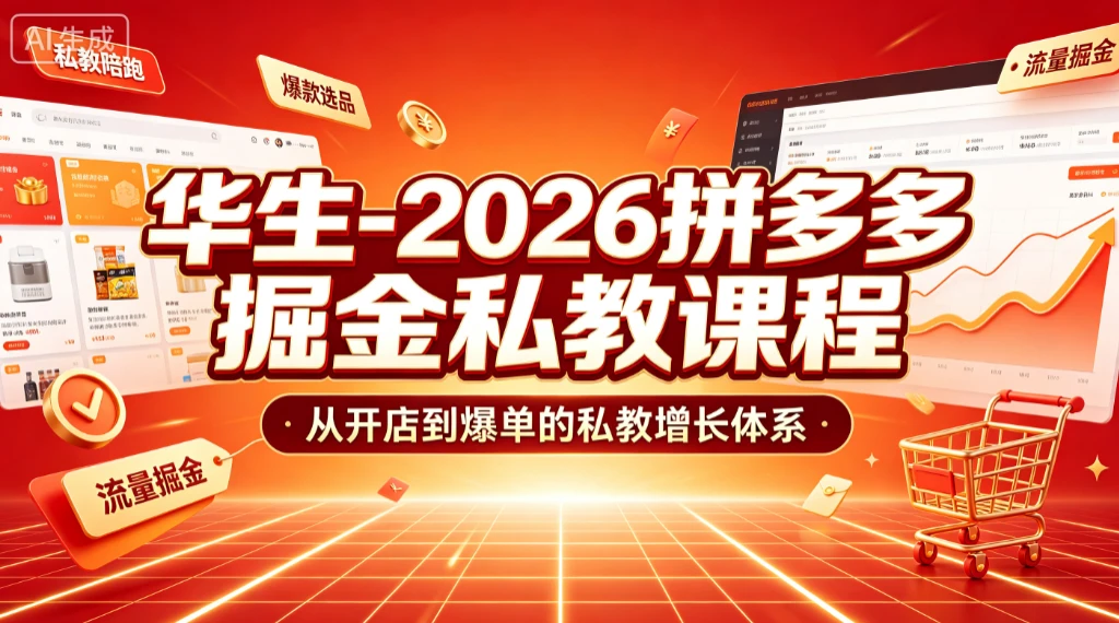 【精】华生-2026拼多多掘金私教课程，从开店到爆单的私教增长体系（更新26年7月）-知行客