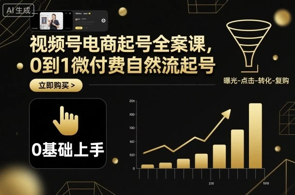 视频号电商起号全案课,0到1微付费自然流起号 视频号电商起号全案课,0到1微付费自然流起号