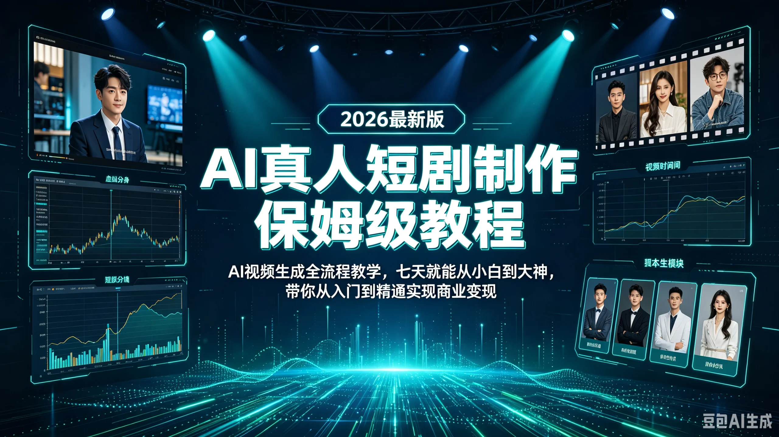 【精】AI真人短剧制作保姆级教程！2026最新版AI视频生成全流程教学！七天就能从小白到大神！带你从入门到精通实现商业变现！-知行客