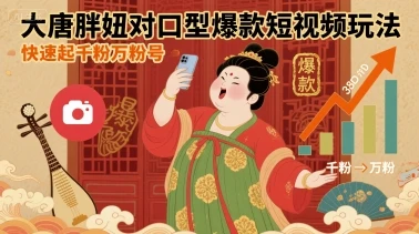 大唐胖妞对口型爆款短视频玩法，快速起千粉万粉号 | 资源下载 - 知行客网赚项目-副业赚钱-互联网创业-资源整合知行客