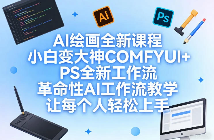 AI绘画全新课程，小白变大神COMFYUI+PS全新工作流，革命性AI工作流教学，让每个人轻松上手网赚项目-副业赚钱-互联网创业-资源整合知行客