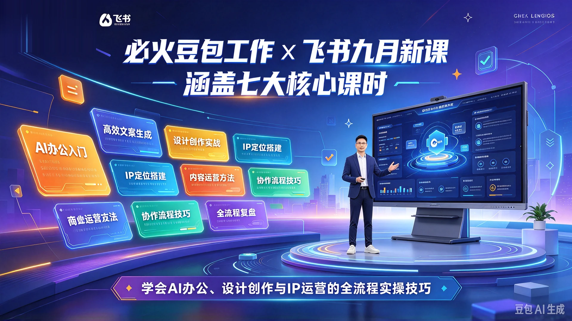 【精】必火豆包工作x飞书九月新课，涵盖七大核心课时，学会AI办公、设计创作与IP运营的全流程实操技巧-知行客