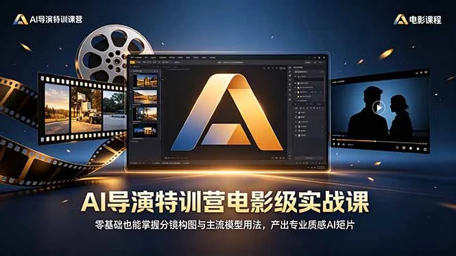 【精】AI导演特训营电影级实战课，零基础也能掌握分镜构图与主流模型用法，产出专业质感AI短片-知行客