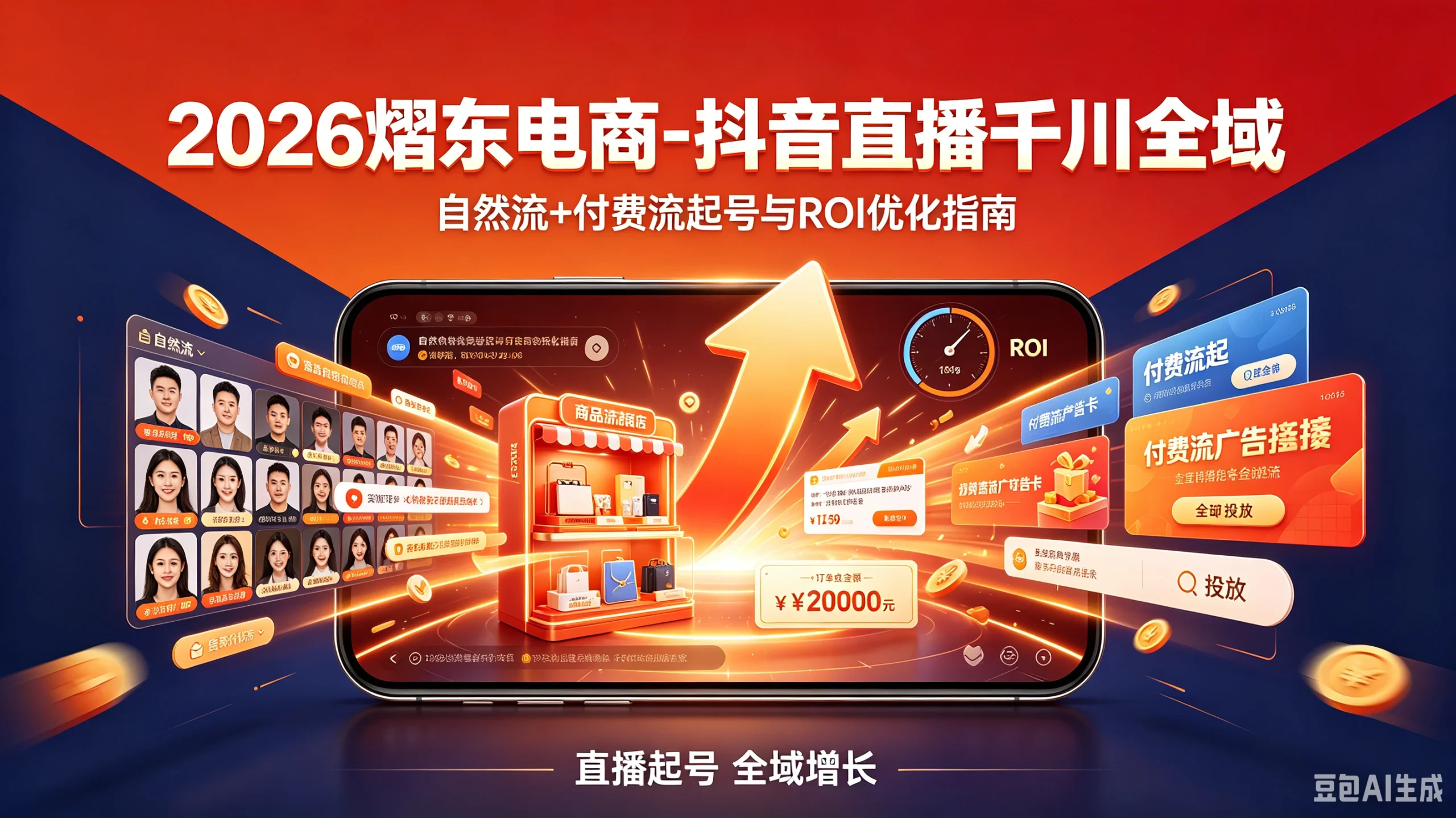 【精】2026熠东电商-抖音直播千川全域：自然流+付费流起号与ROI优化指南(26年5月15-19日)-知行客