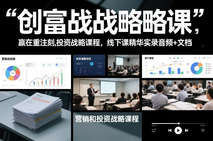创富战略课，赢在重注时刻，营销和投资战略课程，线下课精华实录音频+文档网赚项目-副业赚钱-互联网创业-资源整合知行客