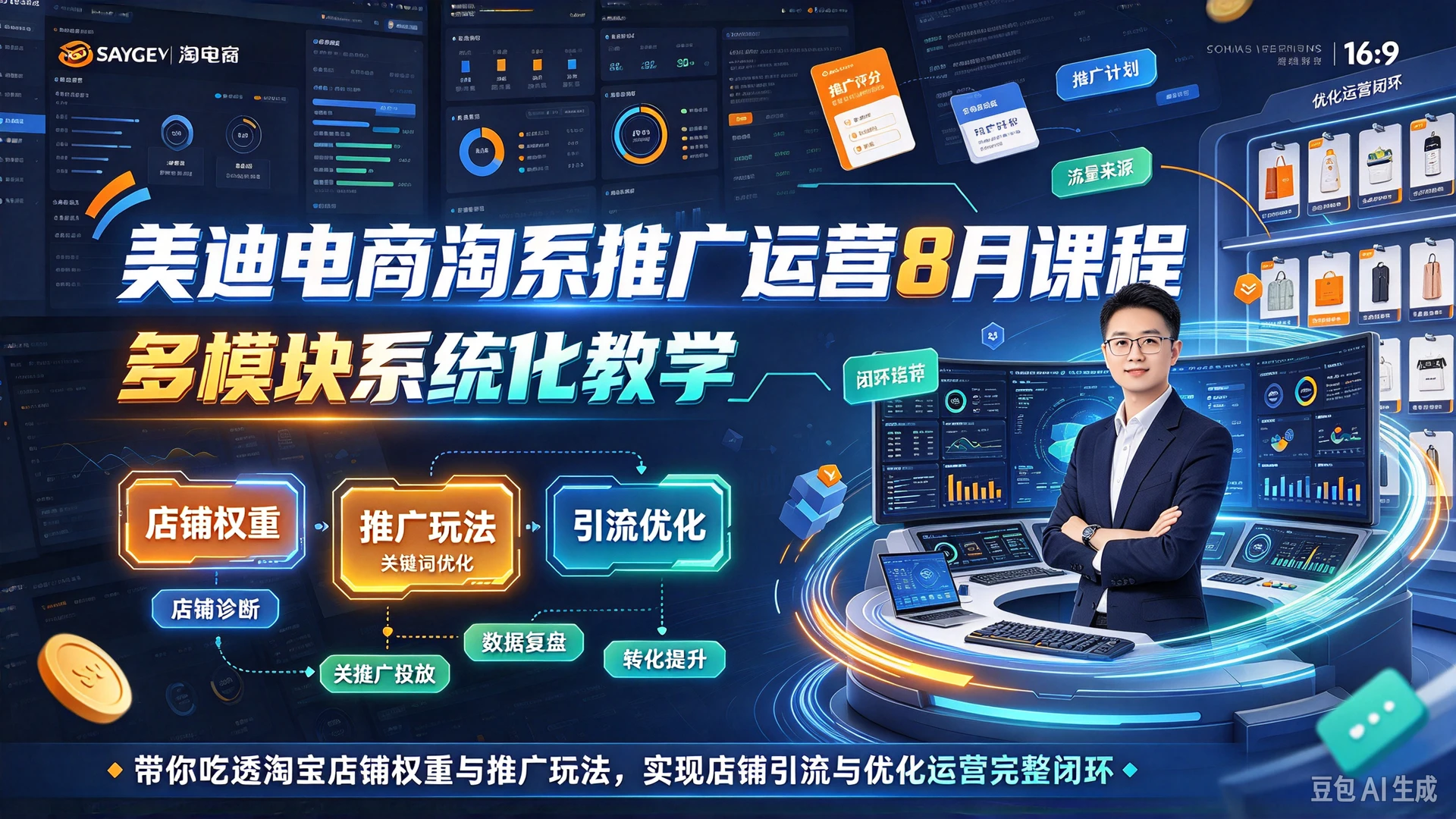 【精】美迪电商淘系推广运营8月课程，多模块系统化教学，带你吃透淘宝店铺权重与推广玩法，实现店铺引流与优化运营完整闭环-知行客