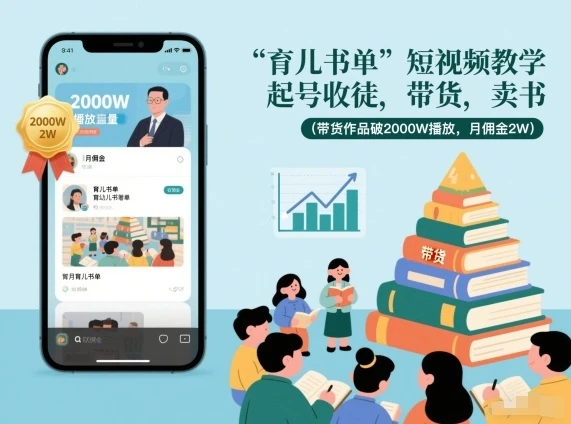育儿书单短视频教学，起号收徒，带货，卖书（带货作品破2000W播放，月佣金2W） | 资源下载 - 知行客网赚项目-副业赚钱-互联网创业-资源整合知行客