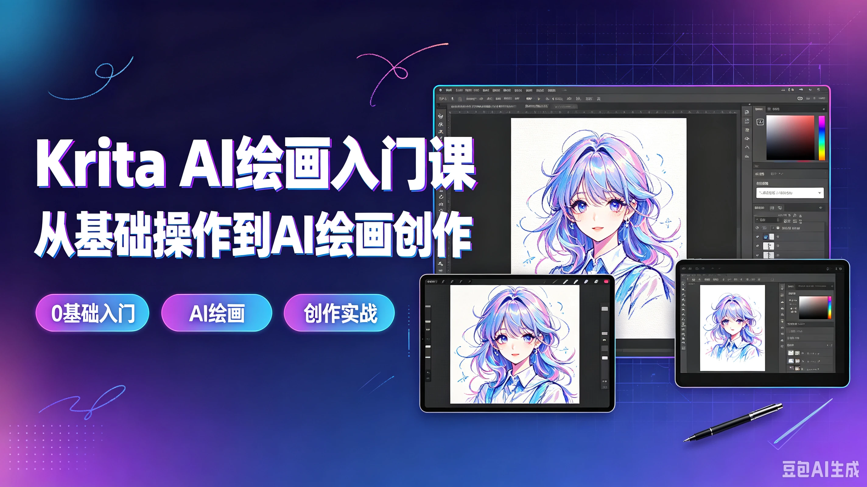【精】Krita AI绘画入门课从基础操作到AI绘画创作,0基础入门、Al绘画、创作实战 【精】Krita AI绘画入门课从基础操作到AI绘画创作,0基础入门、Al绘画、创作实战