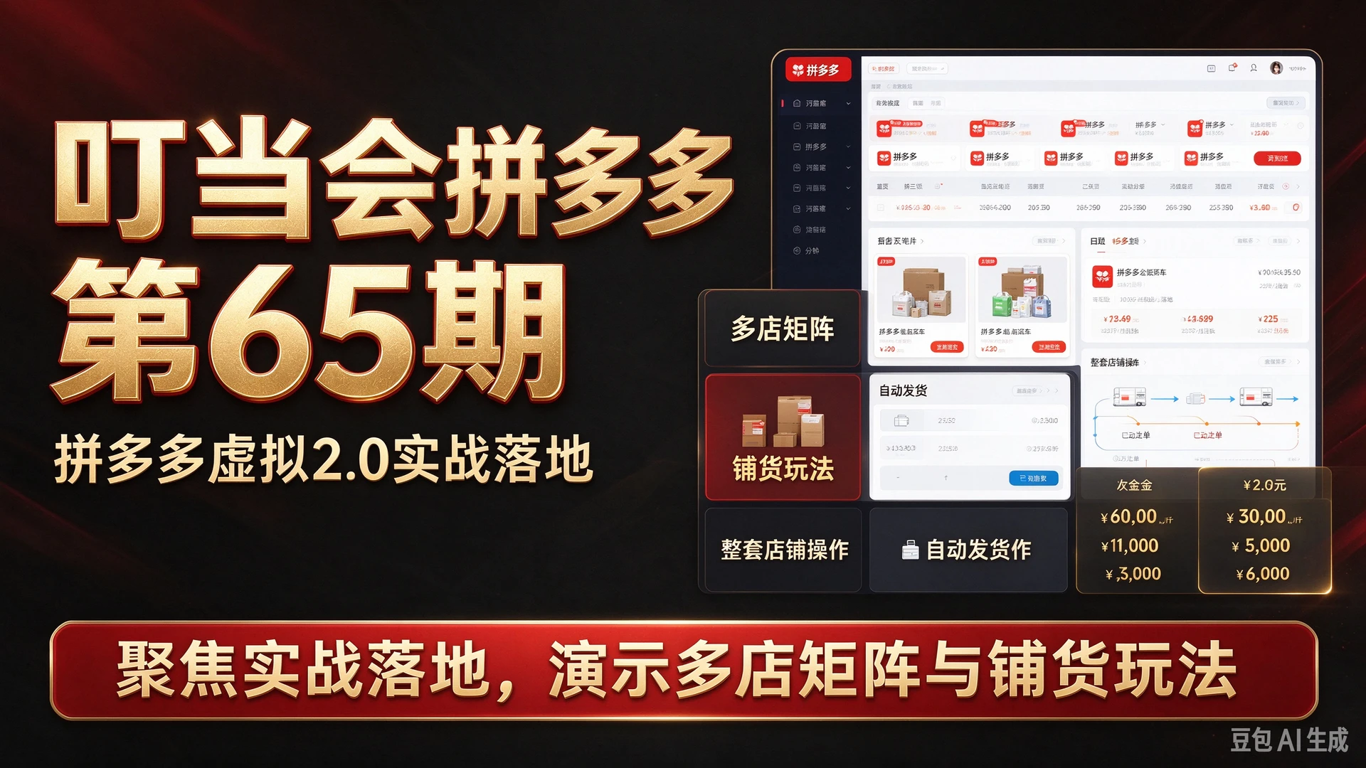【精】叮当会拼多多第65期拼多多虚拟2.0聚焦实战落地，讲解多店矩阵与铺货玩法，演示自动发货等整套店铺操作-知行客