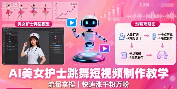 AI美女护士跳舞短视频制作教学，流量拿捏，快速涨千粉万粉【提示词+视频教程】 | 资源下载 - 知行客网赚项目-副业赚钱-互联网创业-资源整合知行客
