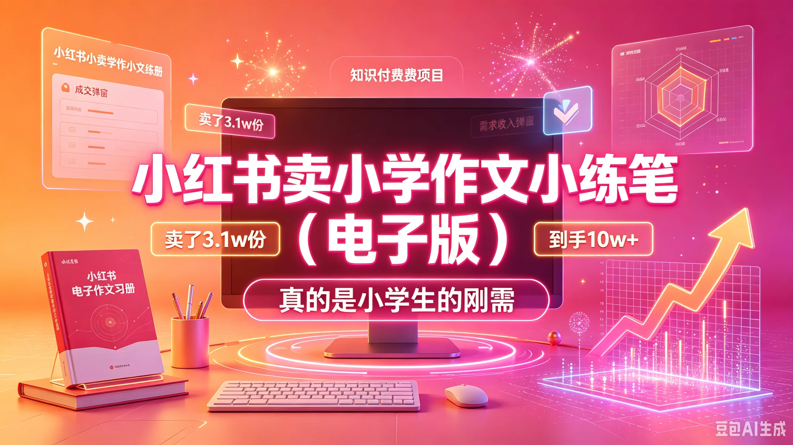 【精】小红书卖小学作文小练笔（电子版），卖了3.1w份，到手10w+，真的是小学生的刚需-知行客