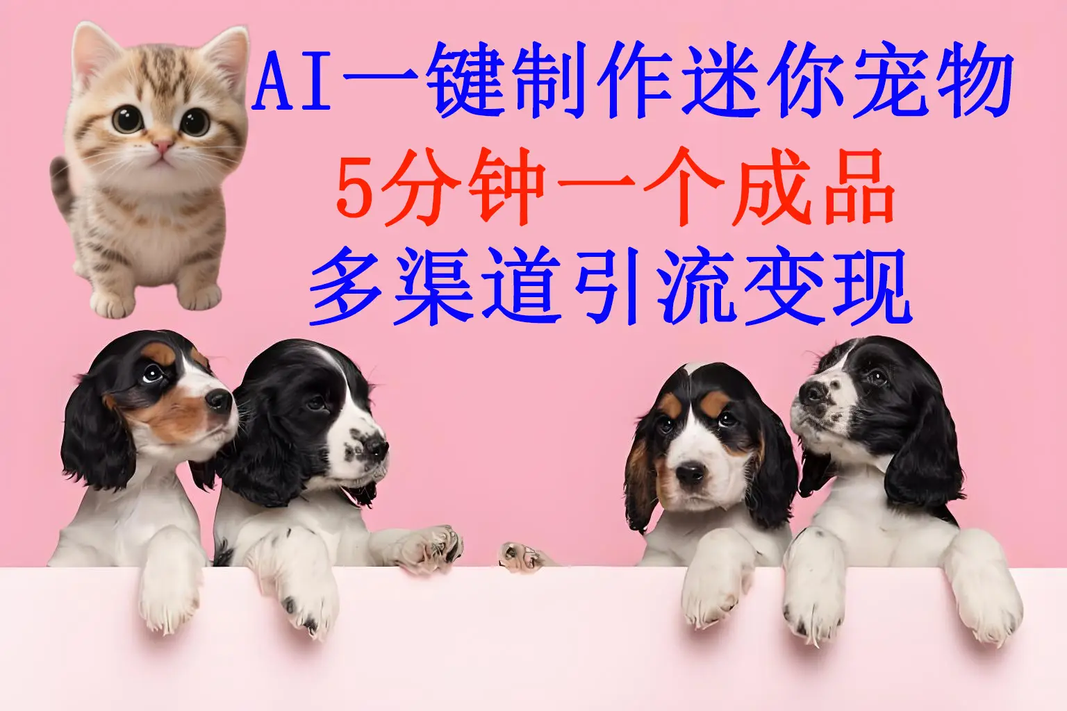 AI一件制作迷你宠物，5分钟一个成品，多渠道引流变现网赚项目-副业赚钱-互联网创业-资源整合知行客