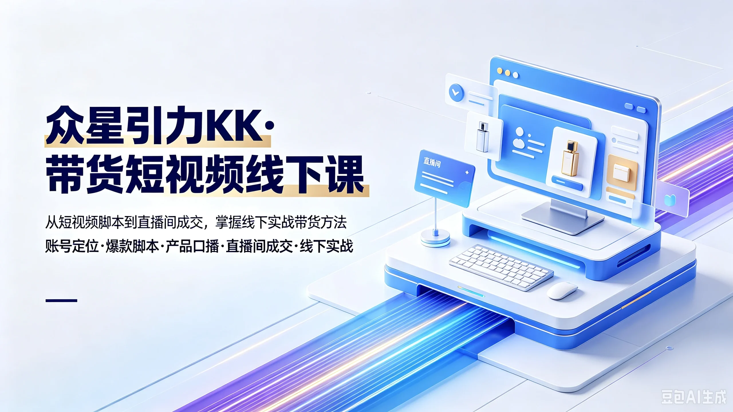 【精】众星引力KK·带货短视频线下课，从短视频脚本到直播间成交，掌握线下实战带货方法，账号定位、爆款脚本、产品口播、直播间成交、线下实战-知行客