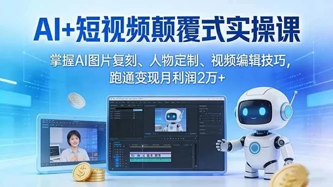 【精】AI+短视频颠覆式实操课：掌握AI图片复刻、人物定制、视频编辑技巧，跑通变现月利润2万+网赚项目-副业赚钱-互联网创业-资源整合知行客