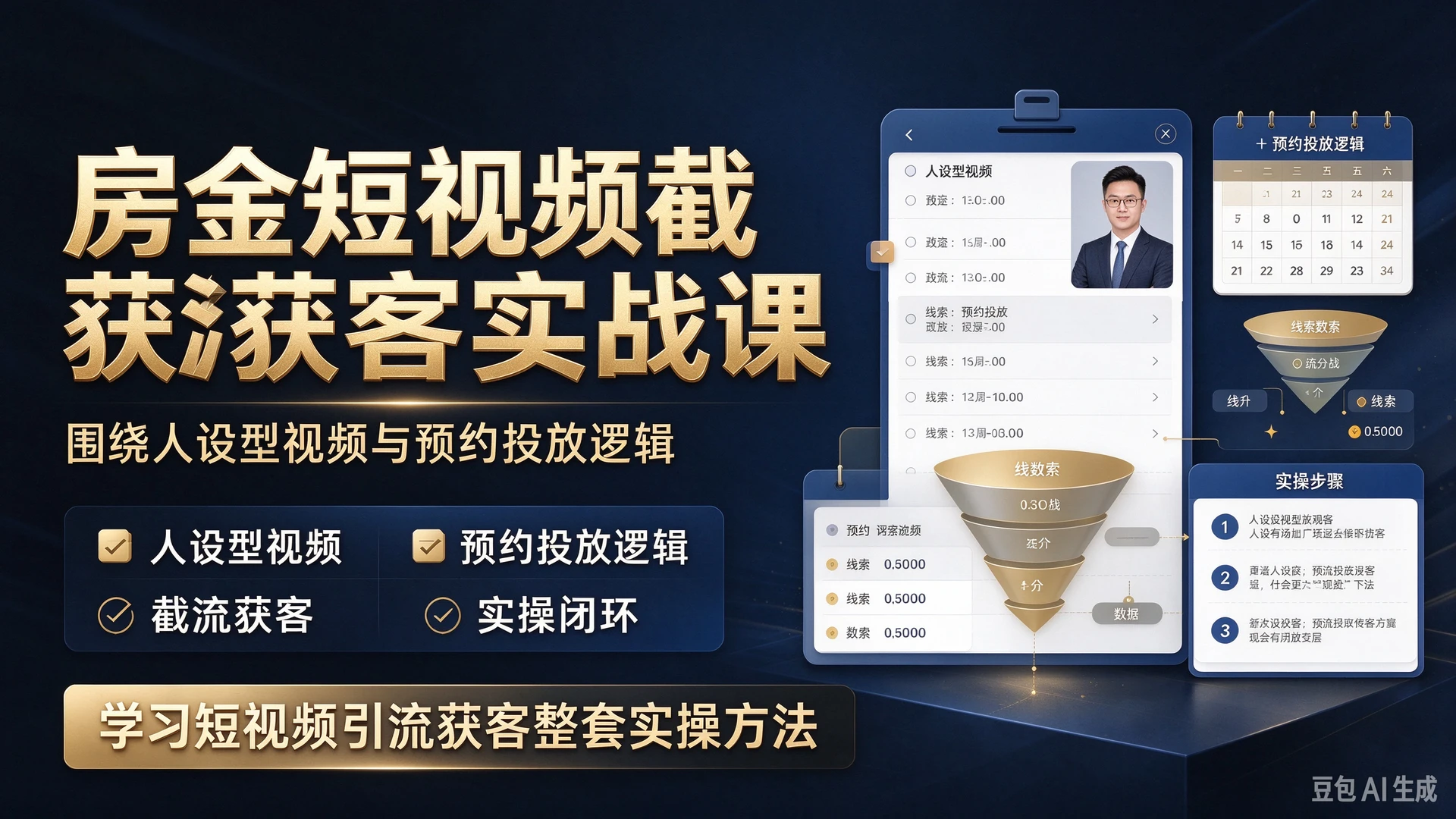 【精】房金短视频截流获客侧重实战落地，围绕人设型视频与预约投放逻辑，学习短视频引流获客整套实操方法-知行客