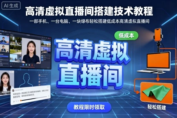 高清虚拟直播间搭建技术教程，一部手机、一台电脑、一块绿布轻松搭建低成本高清虚拟直播间 | 资源下载 - 知行客网赚项目-副业赚钱-互联网创业-资源整合知行客