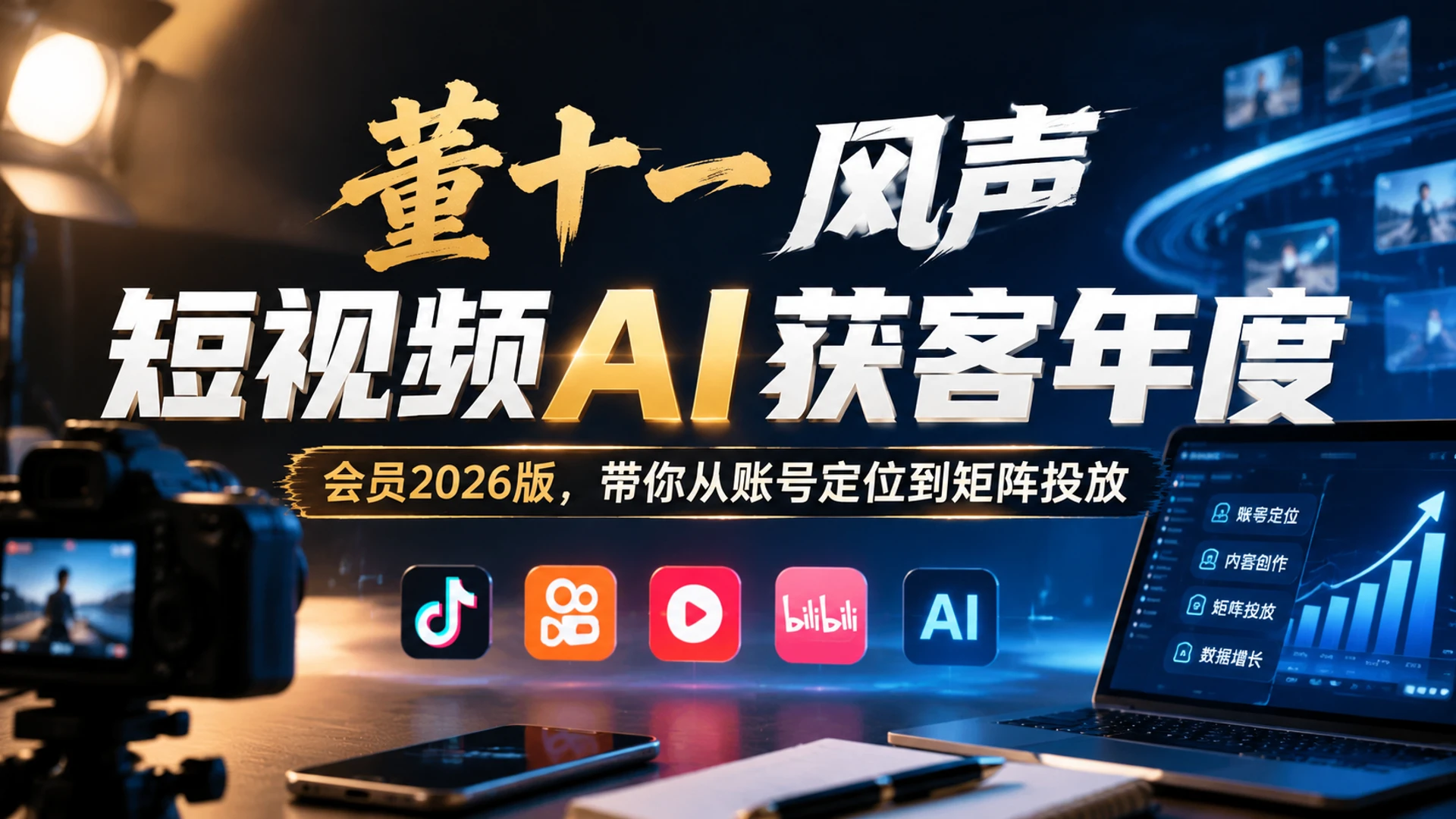 【精】董十一风声短视频AI获客年度会员2026版，带你从账号定位到矩阵投放-知行客