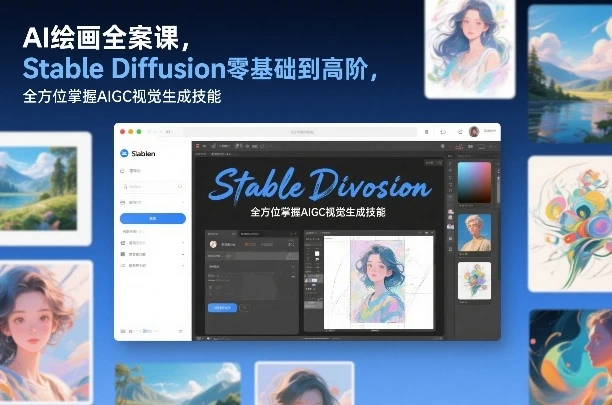 【精】AI绘画全案课，Stable Diffusion零基础到高阶，全方位掌握AIGC视觉生成技能网赚项目-副业赚钱-互联网创业-资源整合知行客