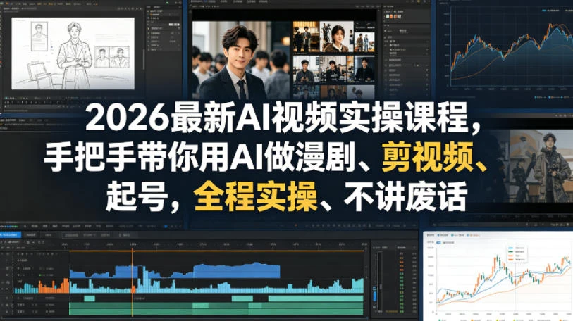 【精】2026最新AI视频实操课程，手把手带你用AI做漫剧、剪视频、起号，全程实操、不讲废话 | 资源下载 - 知行客网赚项目-副业赚钱-互联网创业-资源整合知行客