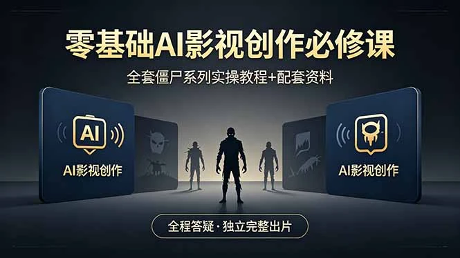 【精】零基础AI影视创作必修课，全套僵尸系列实操教程加配套资料，全程答疑带你独立完整出片网赚项目-副业赚钱-互联网创业-资源整合知行客