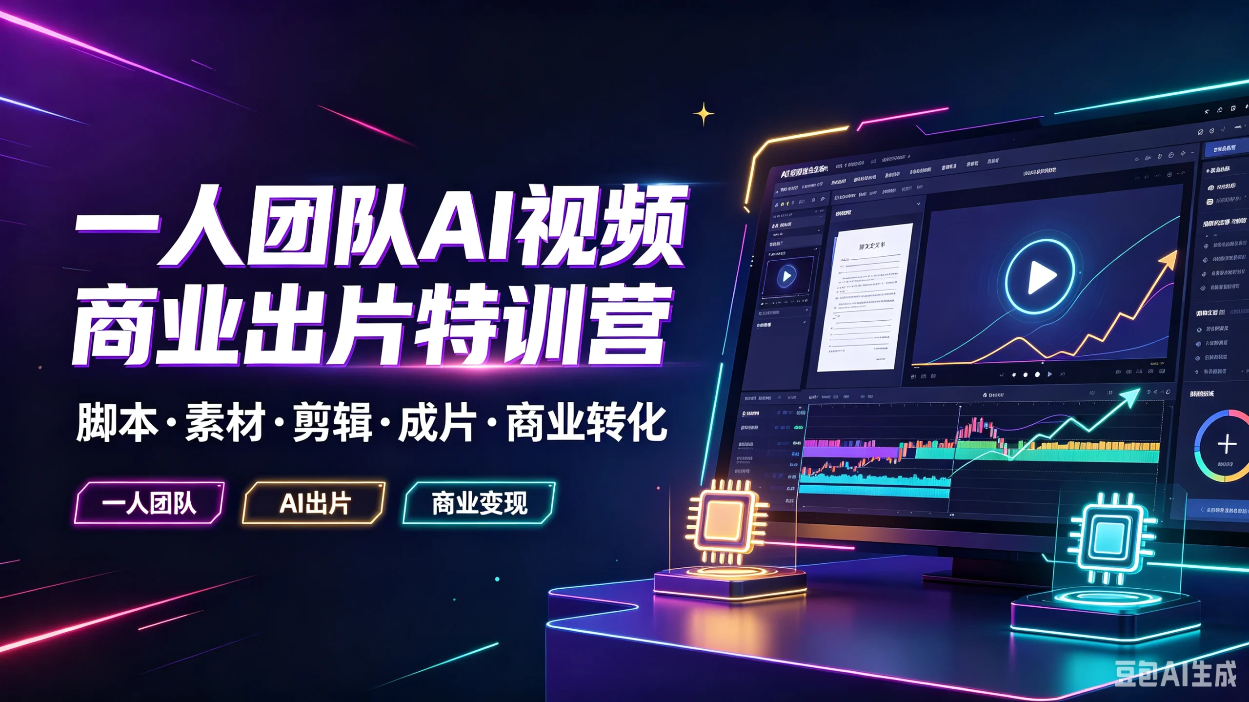 【精】一人团队AI视频商业出片特训营,脚本·素材·剪辑·成片·商业转化,一人团队、Al出片、商业变现 | 资源下载 - 知行客-知行客
