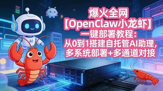 爆火全网【OpenClaw 小龙虾】一键部署教程：从0到1搭建自托管AI助理，多系统部署+多通道对接网赚项目-副业赚钱-互联网创业-资源整合知行客