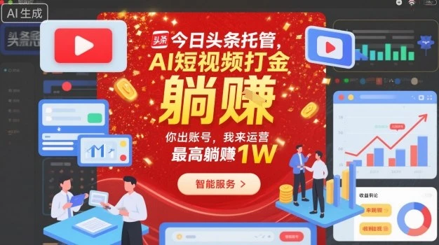 今日头条托管，AI短视频打金，你出账号，我来运营，最高躺賺1W【揭秘】 | 资源下载 - 知行客网赚项目-副业赚钱-互联网创业-资源整合知行客