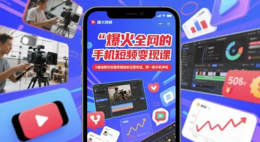 爆火全网的手机短视频变现课，0基础教你拍摄剪辑涨粉运营变现，用一部手机挣钱 | 资源下载 - 知行客网赚项目-副业赚钱-互联网创业-资源整合知行客