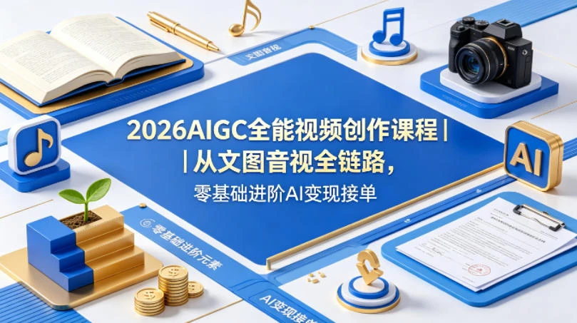 【精】2026AIGC全能视频创作课，8周吃透多赛道创作+变现，零基础也能高效出片接单网赚项目-副业赚钱-互联网创业-资源整合知行客