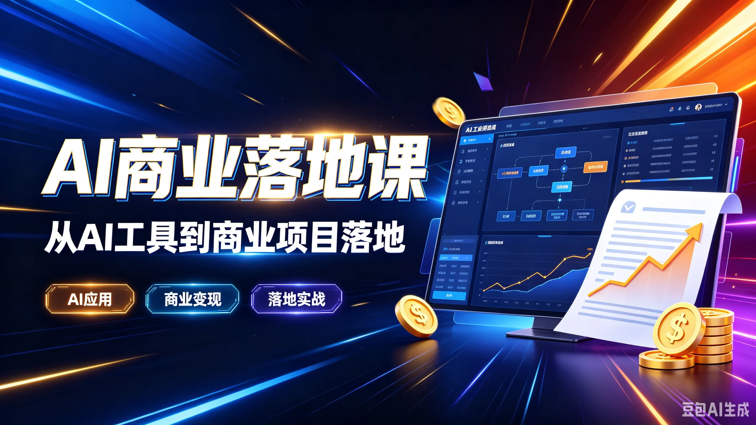 【精】AI商业落地课从AI工具到商业项目落地，AI应用、商业变现、落地实战-知行客