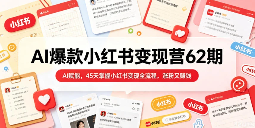 【精】秋叶AI爆款小红书变现营62期2026年5月，AI赋能，45天掌握小红书变现全流程，涨粉又賺钱-知行客