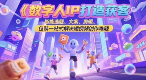 数字人IP打造获客变现实操课，智能选题、文案、剪辑、包装一站式解决短视频创作难题 | 资源下载 - 知行客网赚项目-副业赚钱-互联网创业-资源整合知行客