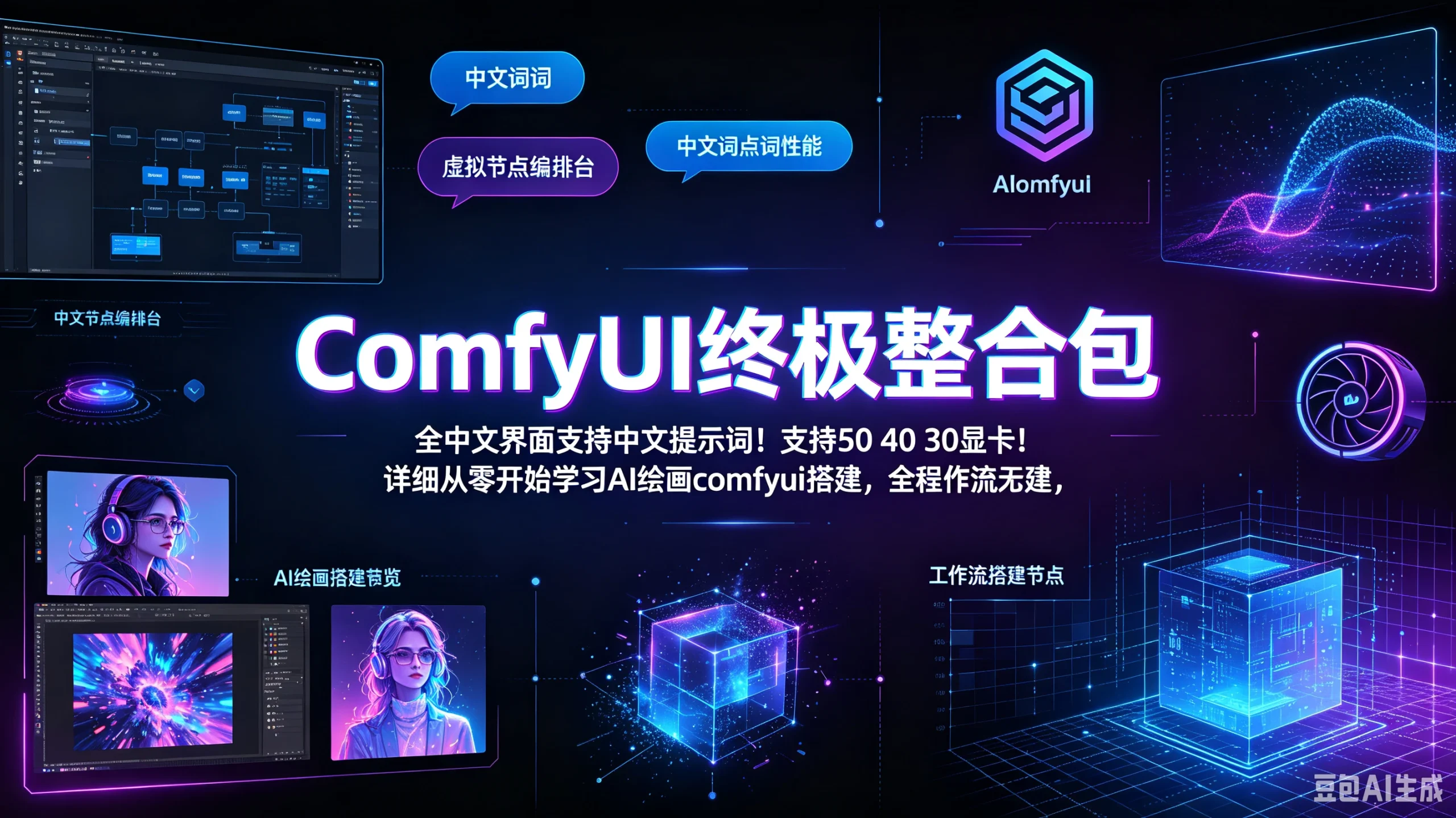 【精】ComfyUI终极整合包全中文界面支持中文提示词！支持50 40 30显卡！详细从零开始学习AI绘画comfyui工作流搭建，全程干货无废话-知行客