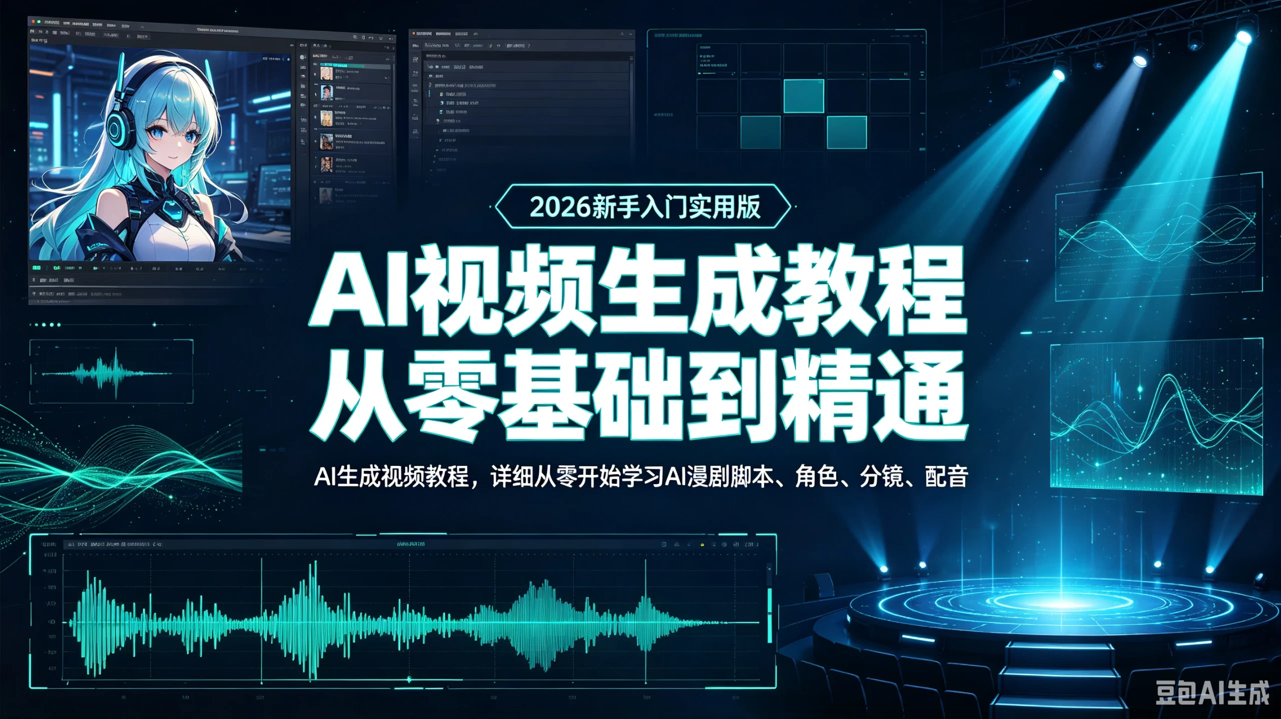 【精】AI视频生成教程从零基础到精通（2026新手入门实用版AI生成视频教程）详细从零开始学习AI漫剧脚本角色分镜配音-知行客