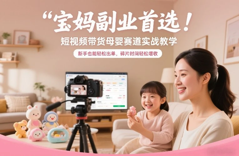 【精】宝妈副业首选！短视频带货母婴赛道实战教学，新手也能轻松出单，碎片时间轻松增收网赚项目-副业赚钱-互联网创业-资源整合知行客