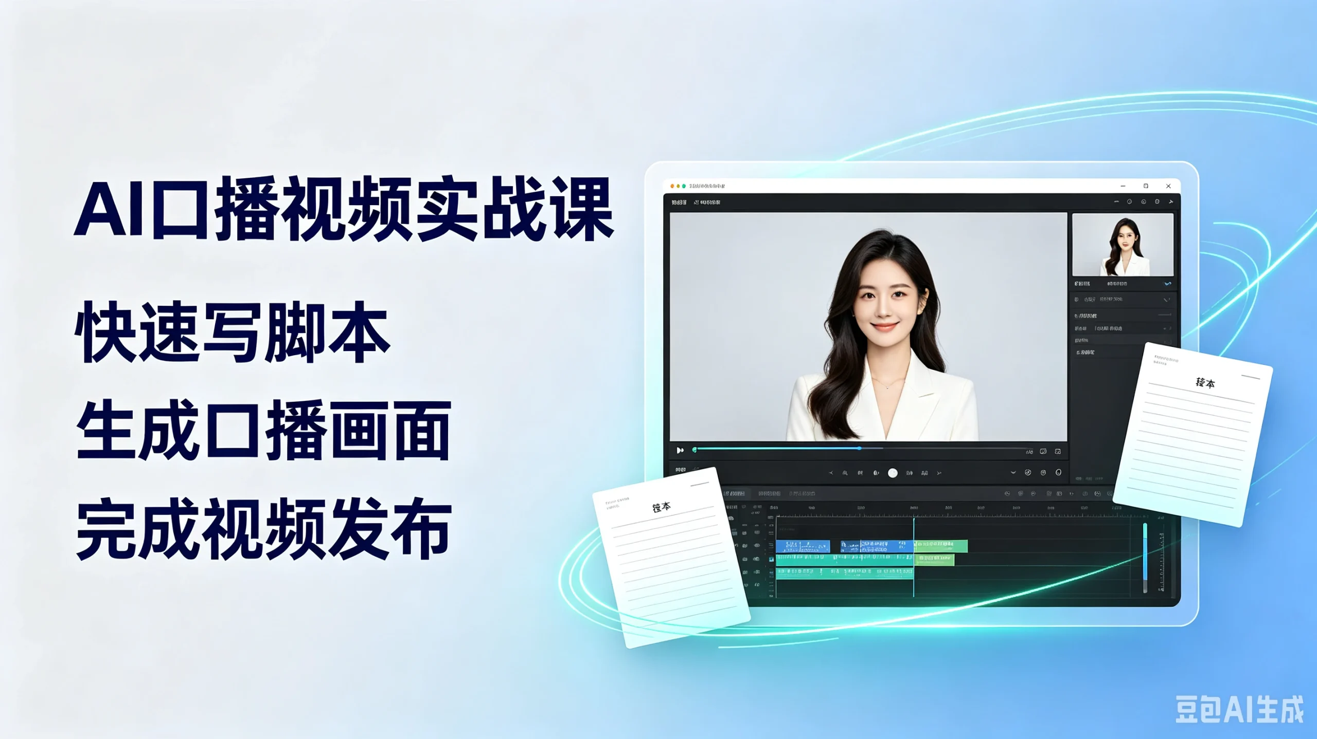 【精】AI口播视频实战课，快速写脚本、生成口播画面、完成视频发布-知行客
