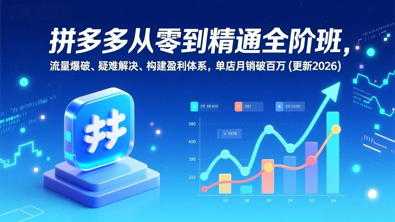 【精】拼多多从零到精通全阶班，流量爆破、疑难解决，构建盈利体系，单店月销破百万(更新2026）网赚项目-副业赚钱-互联网创业-资源整合知行客